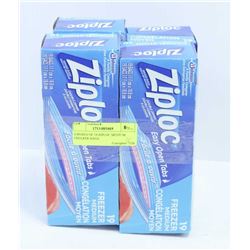 4 BOXES OF 19 ZIPLOC MEDIUM FREEZER BAGS.
