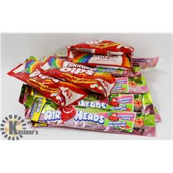 LOT OF ASSORTED AIRHEADS AND SKITTLES.