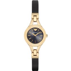 NEW EMPORIO ARMANI GOLD TONE LEATHER BAND WATCH