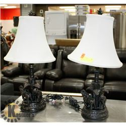 PAIR OF ELEPHANT THEMED TABLE LAMPS, 24" TALL