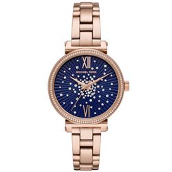 NEW MICHAEL KORS SOFIE ROSE GOLD BLUE DIAL WATCH