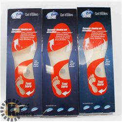 3 PAIRS OF NEW GEL GENIE INSOLES MEN'S SZ L 7-13