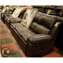 NEW BROWN LEATHERETTE SOFA AND CHAIR
