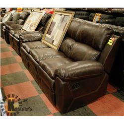 NEW BROWN LEATHERETTE SOFA AND CHAIR