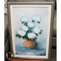 LARGE FLORAL FRAMED CANVAS PICTURE, 23 X 34