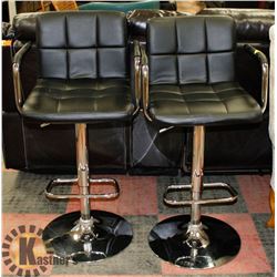 PAIR OF CHROME AND BLACK LEATHERETTE