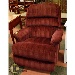DARK PINK FABRIC LAZYBOY RECLINER, 34" WIDE