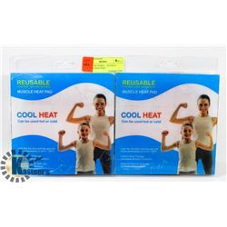 PAIR OF REUSABLE COOLHEAT MUSCLE HEAT PADS