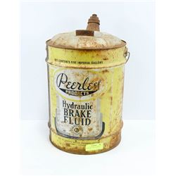 LARGE 1940S PEERLESS BRAKE FLUID CAN.