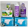 Image 1 : BOX OF LIGHT BULBS & FLOOR / CARPET CLEANER