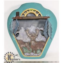 CERAMIC DEER / NATIVE SCENE DECORATIVE VASE, 14"