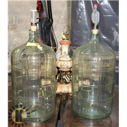 LOT OF 2 GLASS CARBOYS