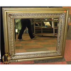ORNATE GOLD TONE FRAMED MIRROR, 34 X 31