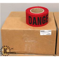 CASE WITH 8 ROLLS OF FABRIC FLAGGING IN RED