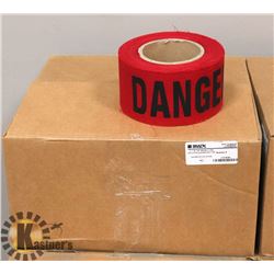 CASE WITH 8 ROLLS OF FABRIC FLAGGING IN RED