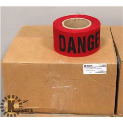 CASE WITH 8 ROLLS OF FABRIC FLAGGING IN RED