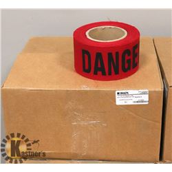 CASE WITH 8 ROLLS OF FABRIC FLAGGING IN RED