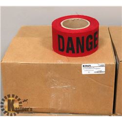 CASE WITH 8 ROLLS OF FABRIC FLAGGING IN RED