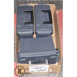 FLAT W/3 GRAY AMMO STORAGE BOXES -