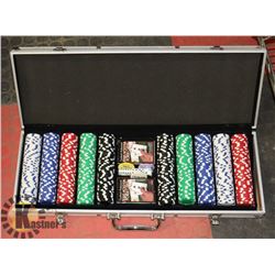 NEW COMPLETE LARGE POKER SET IN METAL