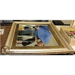 LARGE GOLD TONE ORNATE FRAMED MIRROR