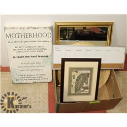 MOTHERHOOD PLAQUE,FRAMED PICTURES AND WEEKLY WHITE