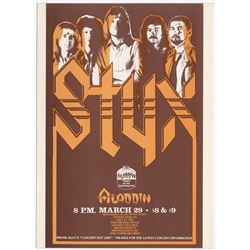 Styx 1977 Aladdin Hotel (Las Vegas) Concert Handbill / Giant Postcard
