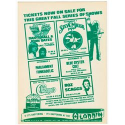 1977 Aladdin Hotel (Las Vegas) Concert Handbill for Hall & Oates / Blue Oyster Cult / Parliament Fun