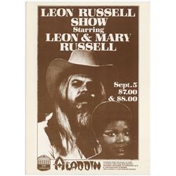 Original 1977 Aladdin Hotel (Las Vegas) Concert Handbill / Giant Postcard featuring Leon Russell