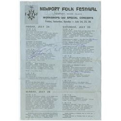 Bob Dylan Original 1964 Newport Folk Festival Concert Handbill,  * SIGNED by JOAN BAEZ