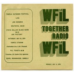 Authentic Jimi Hendrix / The Grateful Dead Original 1970 Concert Handbill / Flyer
