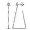 Image 1 : Diamond Triangular Hoop Earrings 3/4 Cttw 14kt White Gold