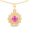 Image 1 : 0.59 ctw Ruby & White Diamond Pendant 14K Yellow Gold - REF-33M2F