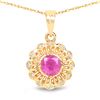 Image 1 : 0.59 ctw Ruby & White Diamond Pendant 14K Yellow Gold - REF-33M2F