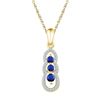 Image 1 : Round Lab-Created Blue Sapphire 3-stone Pendant 1/2 Cttw 10kt Yellow Gold