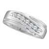 Image 1 : Mens Round Channel-set Diamond Single Row Wedding Band Ring 1/4 Cttw 10kt White Gold