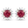 Image 1 : 1.24 ctw Rubellite & Diamond Earrings 14K Yellow Gold - REF-79K2T