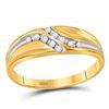 Image 1 : Mens Diamond Double Row Slender Wedding Band 1/8 Cttw 10kt Yellow Gold