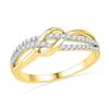 Image 1 : Diamond Crossover Band Ring 1/5 Cttw 10kt Yellow Gold
