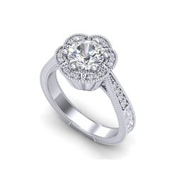 1.33 ctw VS/SI Diamond Solitaire Art Deco Ring 18K White Gold