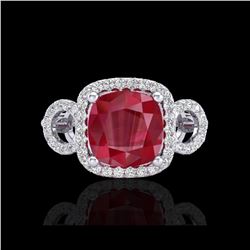 3.15 ctw Ruby & Micro VS/SI Diamond Certified Ring 18K White Gold