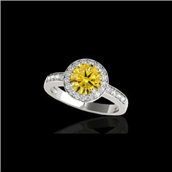 1.4 ctw Certified SI/I Fancy Intense Yellow Diamond Ring 10K White Gold