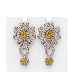 14.37 ctw Canary Citrine & Diamond Earrings 18K Rose Gold