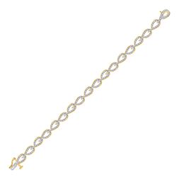 10kt Yellow Gold Round Diamond Fashion Link Bracelet 3/4 Cttw