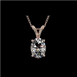 1 ctw Certified VS/SI Quality Oval Diamond Necklace 10K Rose Gold