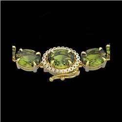 35.25 ctw Green Tourmaline & VS/SI Diamond Micro Necklace 14K Yellow Gold