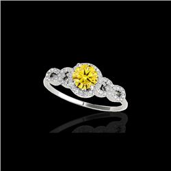 1.33 ctw Certified SI/I Fancy Intense Yellow Diamond Ring 10K White Gold