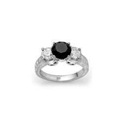 3.80 ctw VS Certified Black & White Diamond Ring 14K White Gold