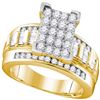 Image 1 : 10kt Yellow Gold Round Diamond Rectangle Cluster Bridal Wedding Engagement Ring 7/8 Cttw