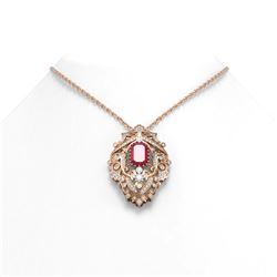 7.41 ctw Ruby & Diamond Necklace 18K Rose Gold